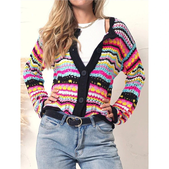 NWOT Anna - Kaci Knitted Boho Cardigan Sweater Size Small 0-4 - Picture 1 of 9